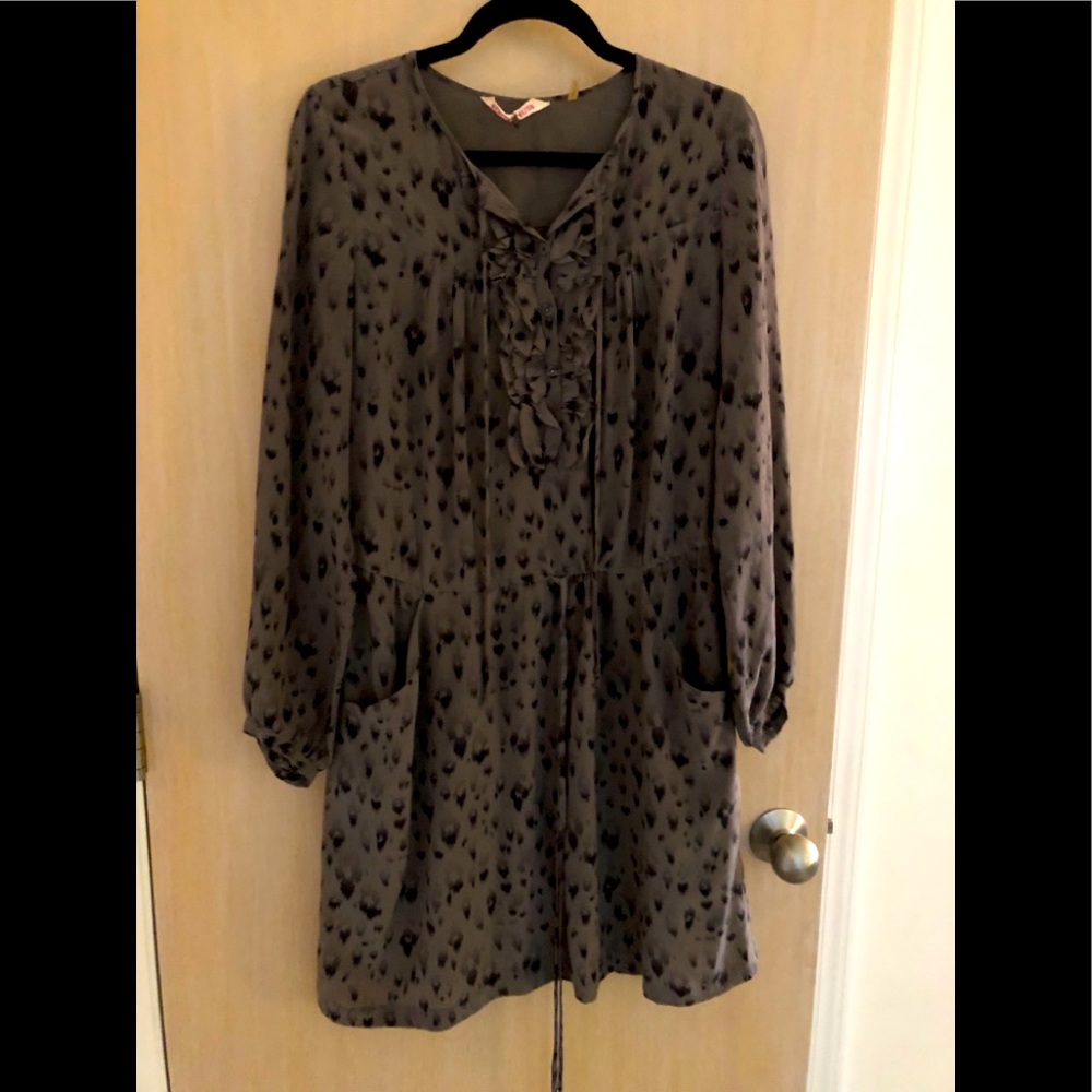 Rebecca Taylor Grey Animal Print Silk Dress